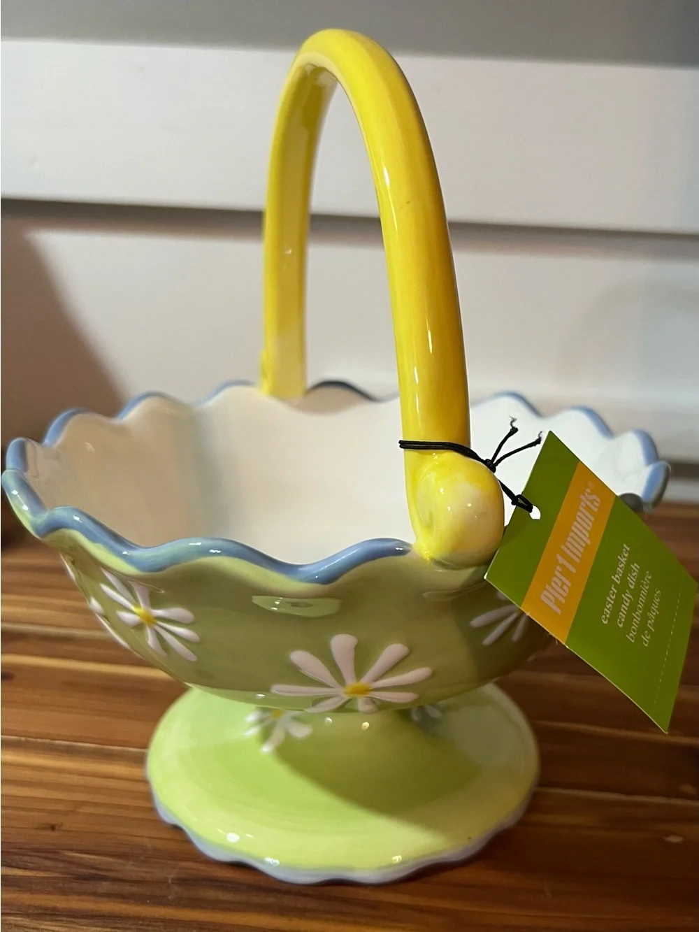 🌼 Pier 1 Imports Hand-Painted Floral Basket